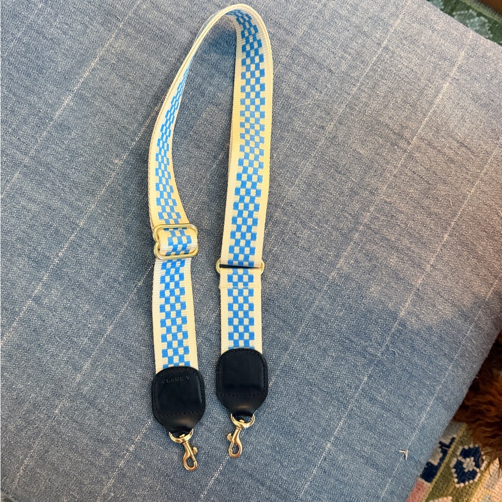 Clare V. Blue and White Checkered Bag Strap